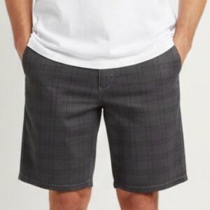 West 49 Black Gray Plaid Men Size 28 Hybrid Board Shorts Button Zipper Fly